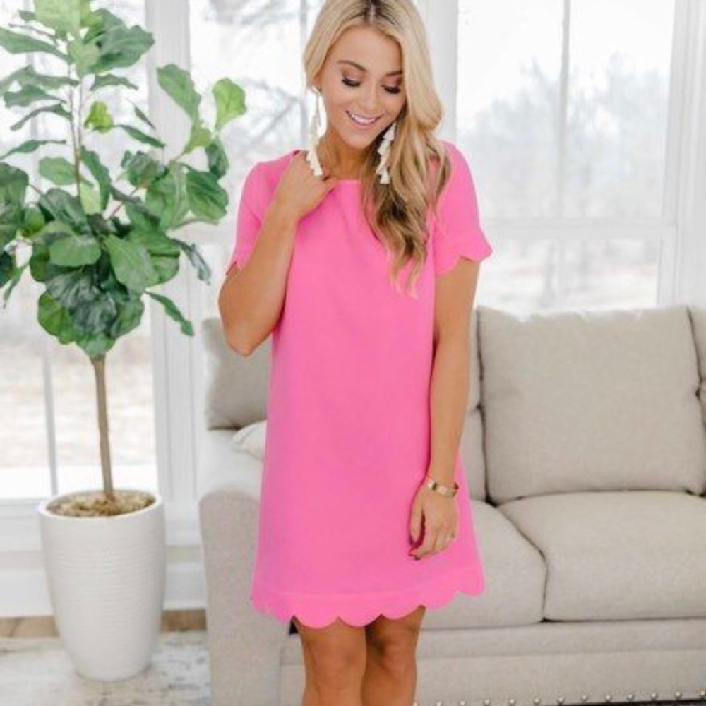 Pink Lily Scalloped Mini Dress Lavender Size Large